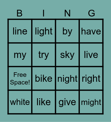 Second grade spelling Bingo Card