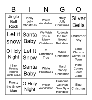 Christmas Music Bingo Card