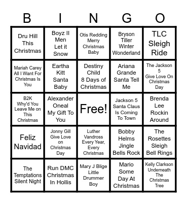 Christmas Music Bingo Card