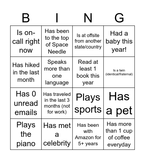 TD Bingo Card