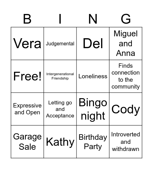 Driveways Bingo Card