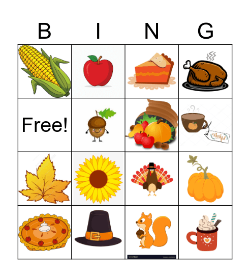 Thanksgiving Bingo Card