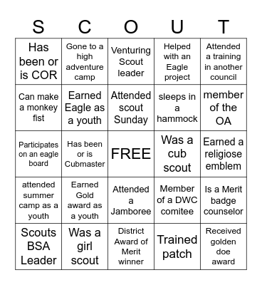 Scout Leader Bingo Card