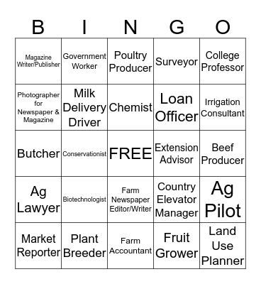 Ag Bingo Card