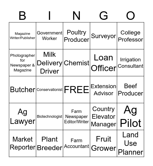 Ag Bingo Card