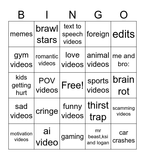 ig reels bingo Card