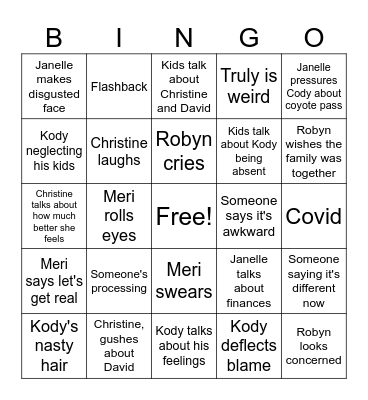 Sister wives Bingo Card