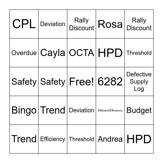 November 2024 Bingo Card