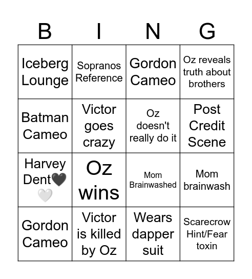 Penguin Finale Bingo Card