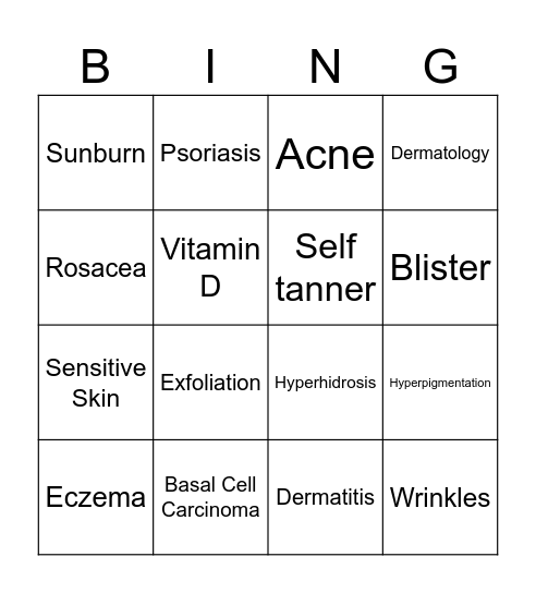 Dermatology Bingo Card