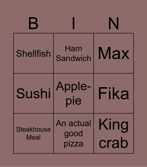 Sweden Food I need to try Bingo Card