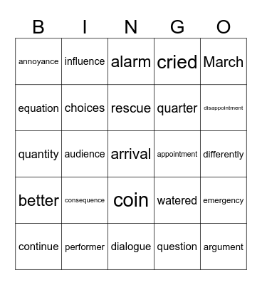 Tim and the Fun Run Bingo Card