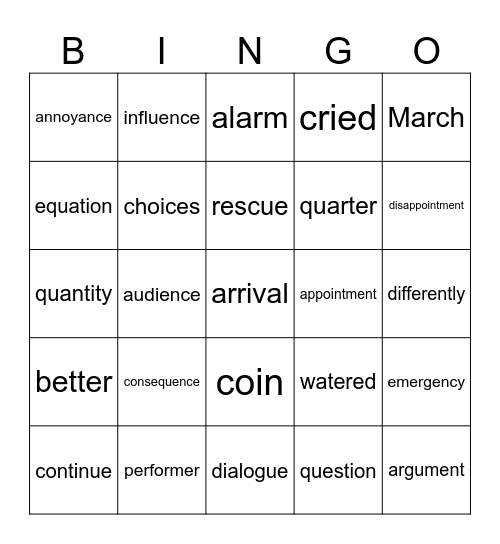 Tim and the Fun Run Bingo Card