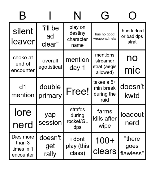 LFG BINGO Card