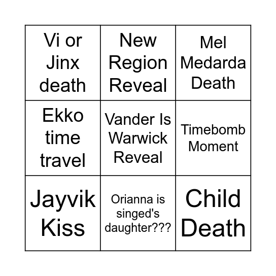 Act 2 Arcane Bingo Card