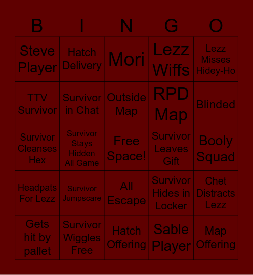 DBD Bingo Card