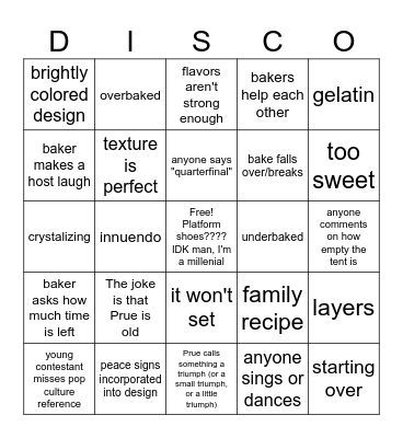 2024: 1970's Week Bingo Card