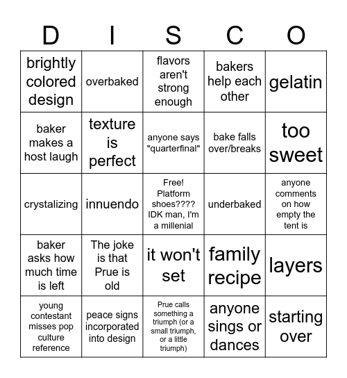 2024: 1970's Week Bingo Card