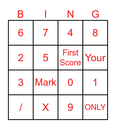 Bowling Bingo Card