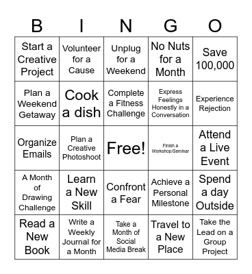 Personal Growth Bingo Card