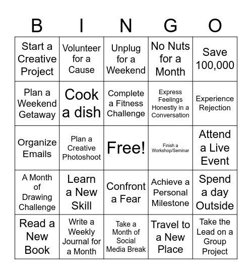 Personal Growth Bingo Card