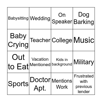 Active Listening Bingo Card