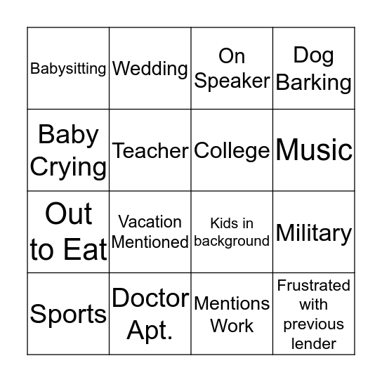 Active Listening Bingo Card