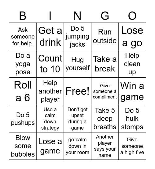 Elijah's bingo Card