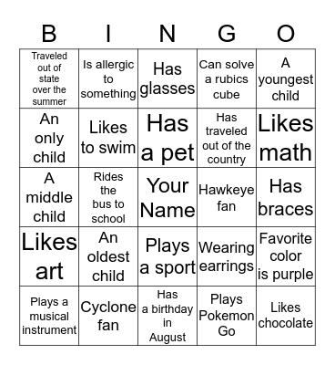 Find someone who... Bingo Card