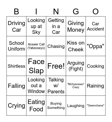 Queen of Tears Bingo Card