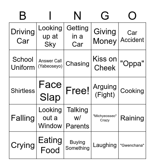 Queen of Tears Bingo Card