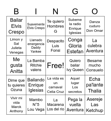 Bingo musical Bingo Card
