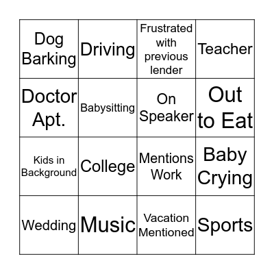 Active Listening Bingo  Bingo Card