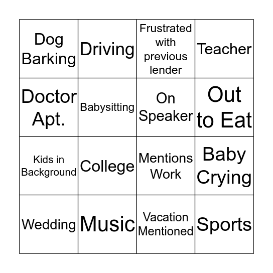 Active Listening Bingo  Bingo Card