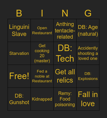 Emperor Remy Bingo Card