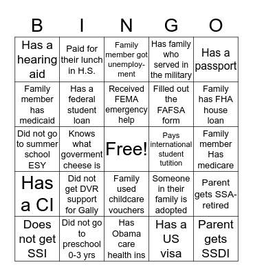 People Bingo Find someone who... Bingo Card