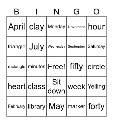 unit 1 Bingo Card