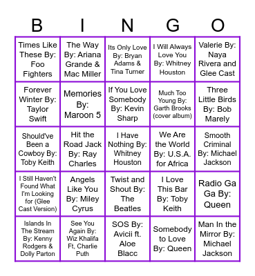 In Memory Round 3 Bingo Card