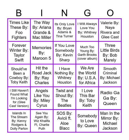 In Memory Round 3 Bingo Card