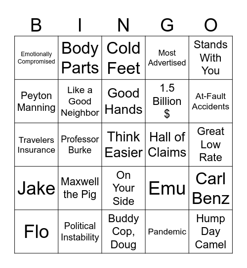 insurance 2 Bingo Card