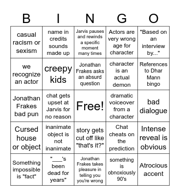 Jarvis Johnson Fact or Fiction Bingo Card