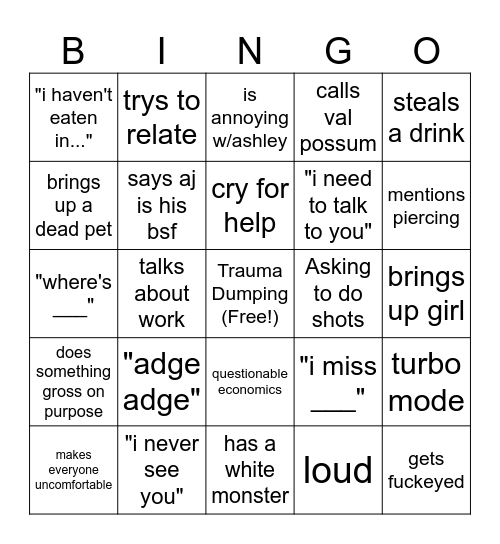 Axel Bingo Card