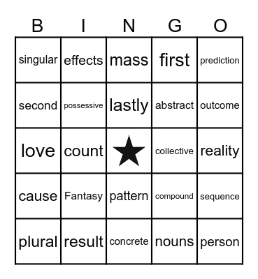 Name: Bingo Card