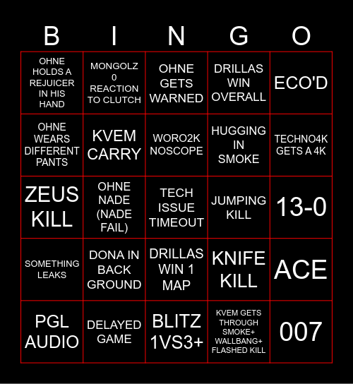 IF BINGO = KNIFE GIVEAWAY Bingo Card