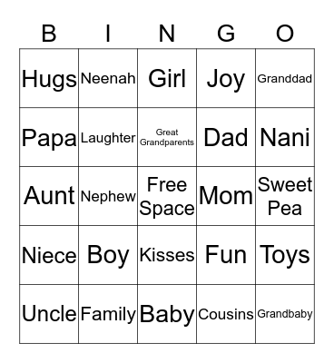 Baby Freeman Bingo Card