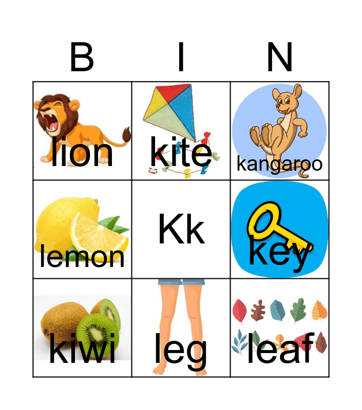 Bingo K L Bingo Card