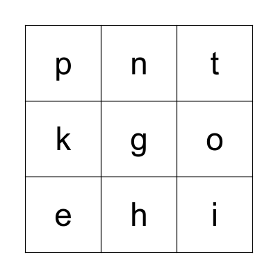 Phonics level 2 Bingo Card