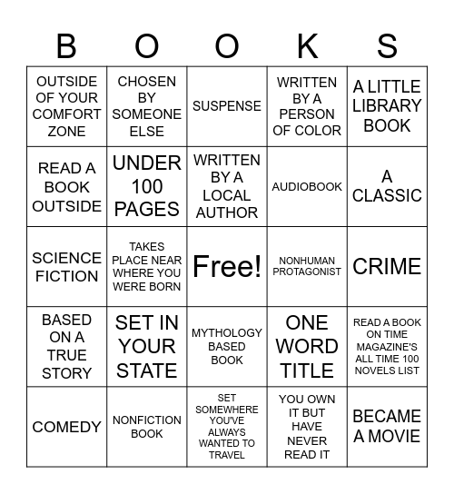 Book Bingo Card