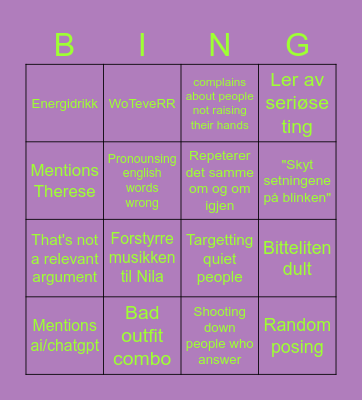 Marsipan Bingo Card