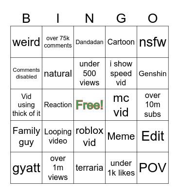 Untitled Bingo Card
